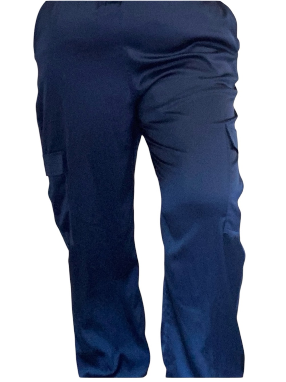 Calvin Klein Navy Satin silk Cargo Jogger Pants Utility Pockets Size XL *👇 deets